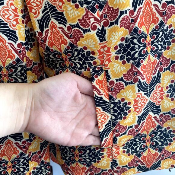 Lavender & Honey Open Front Blazer Fall Orange Yellow Damask Size Medium - Picture 2 of 5